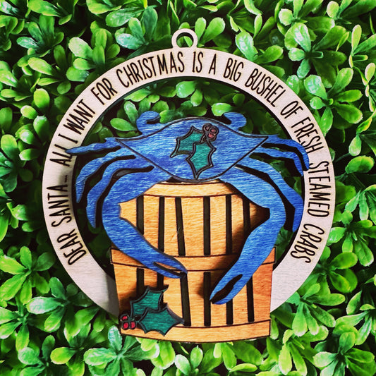 Blue Crab Bushel Ornament - Made to Order