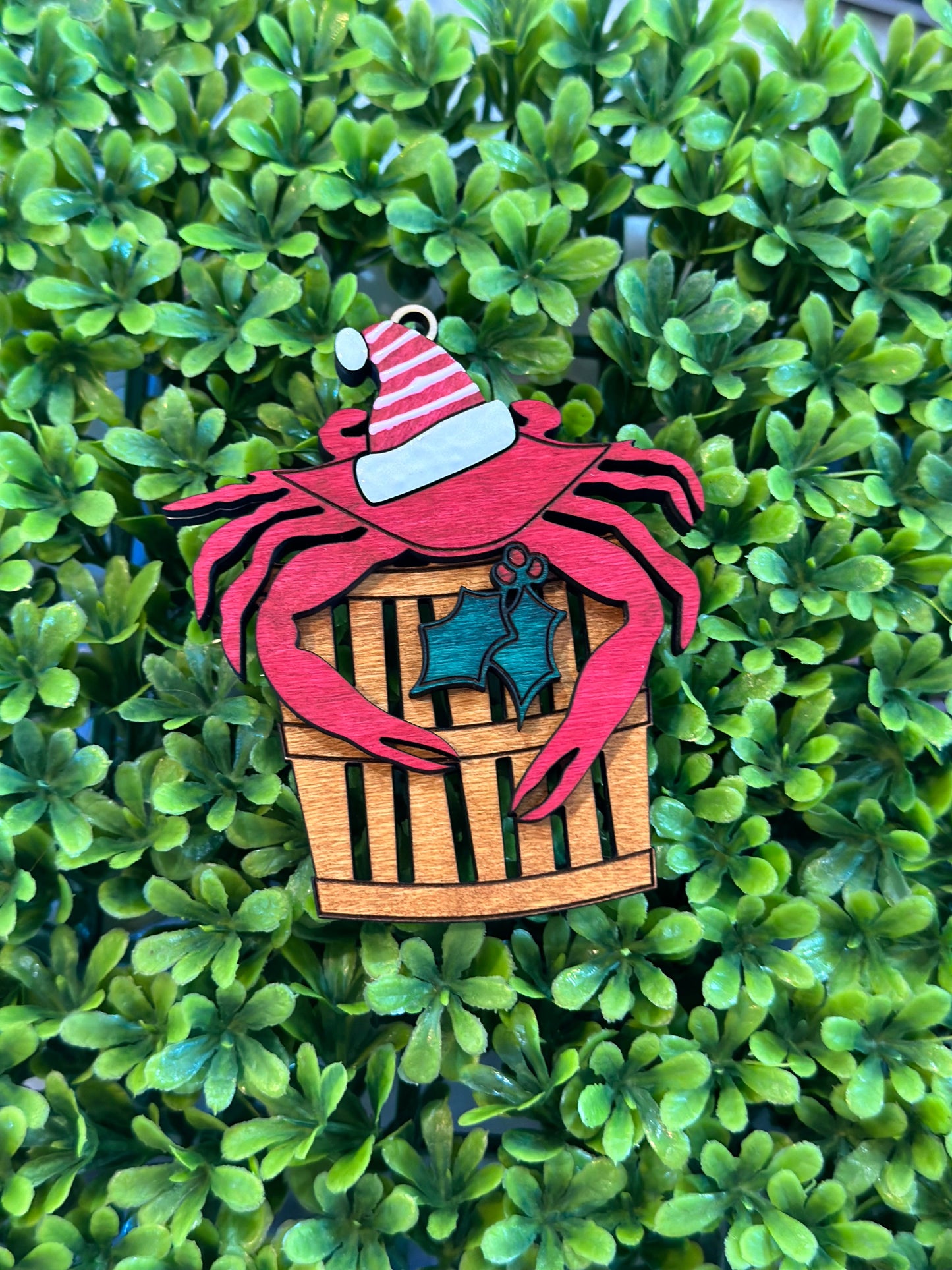 Ready to Ship - Santa Crab Ornament- Striped