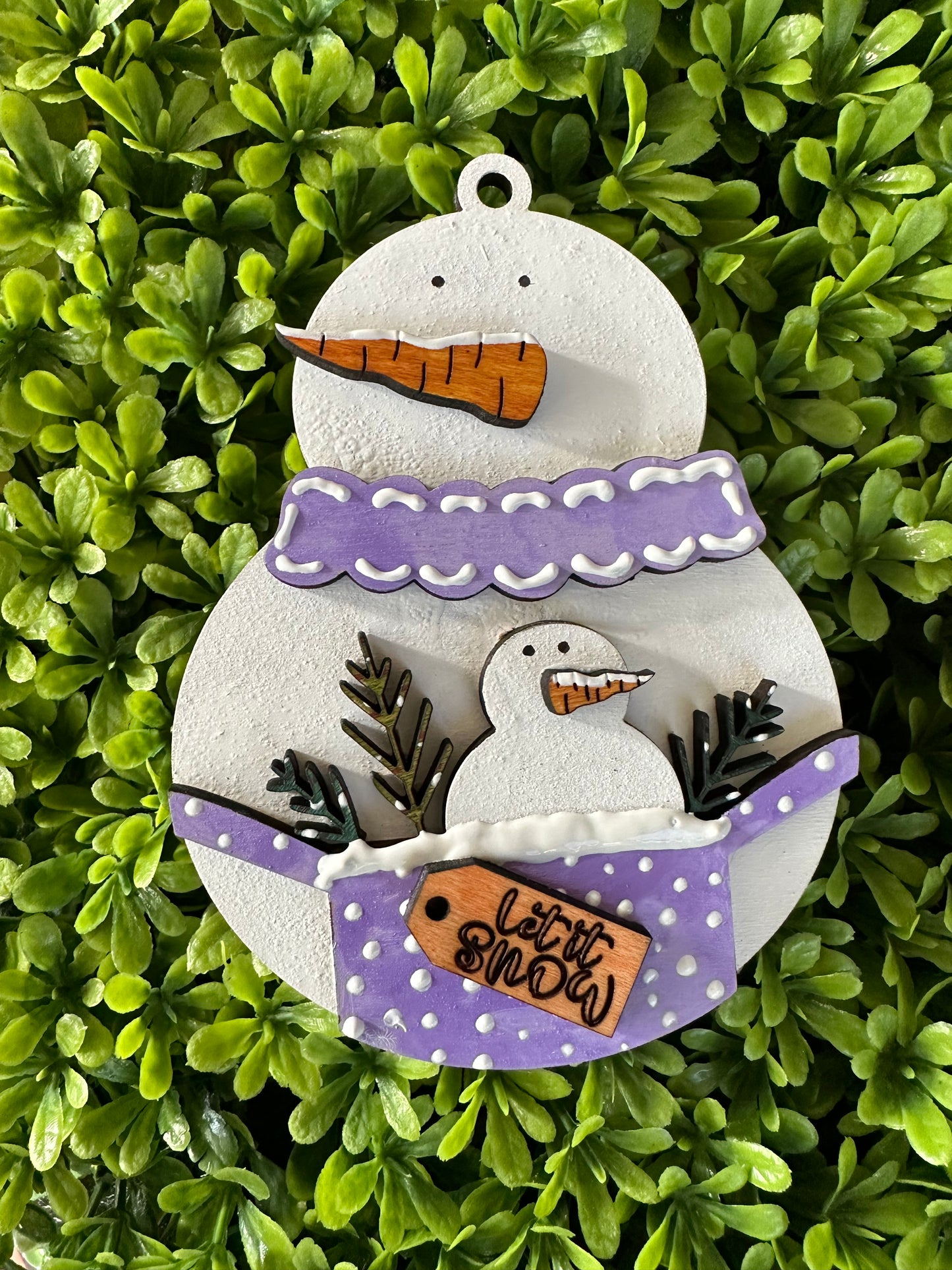 Ready to Ship - Handmade & Hand painted Snowman Ornament