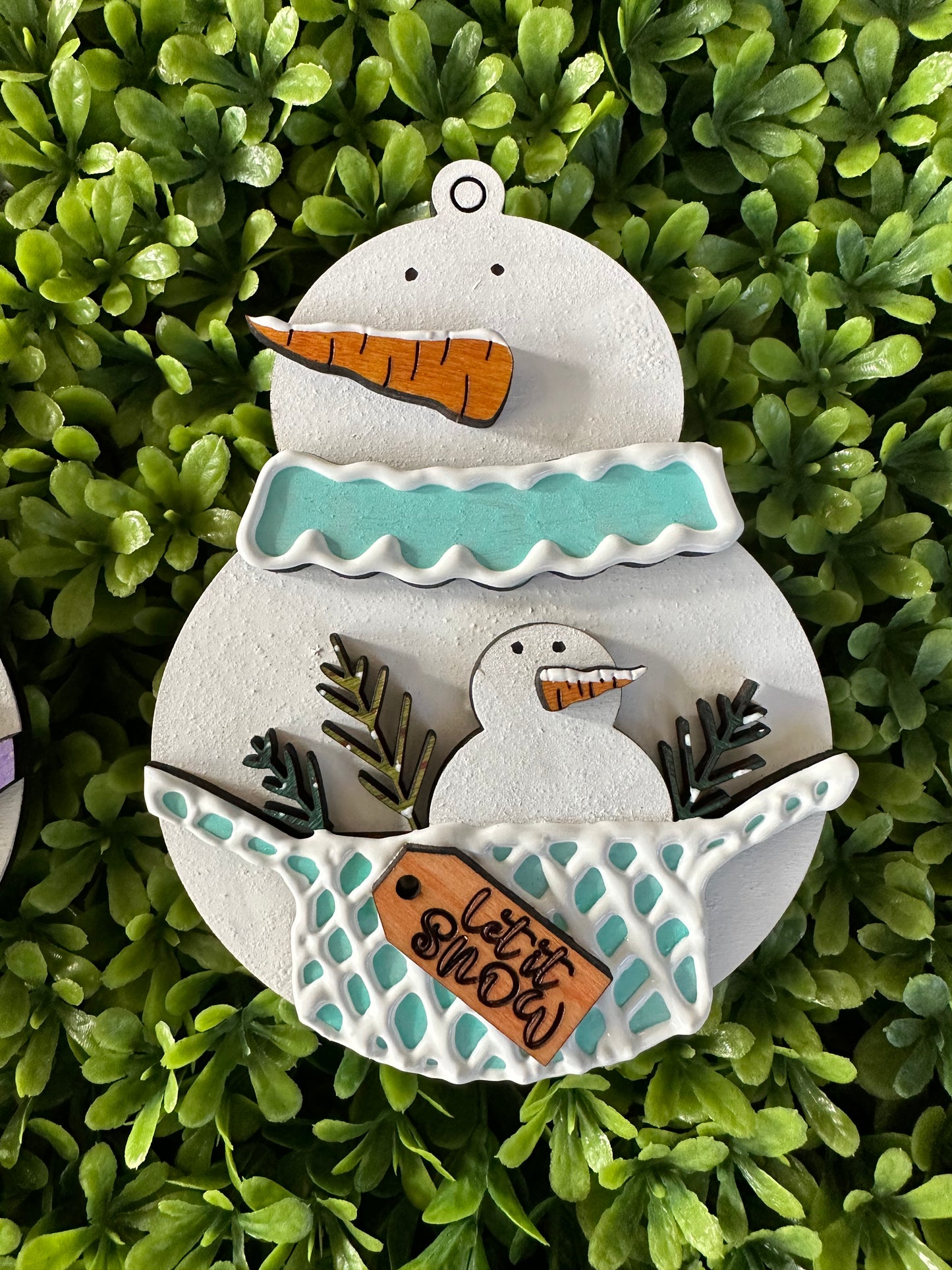 Ready to Ship - Handmade & Hand painted Snowman Ornament