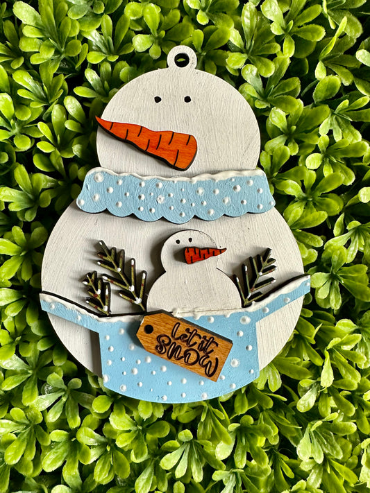 Handmade & Hand painted Snowman Ornament - Made to Order