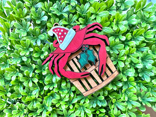 Santa Crab Ornament - Made to Order